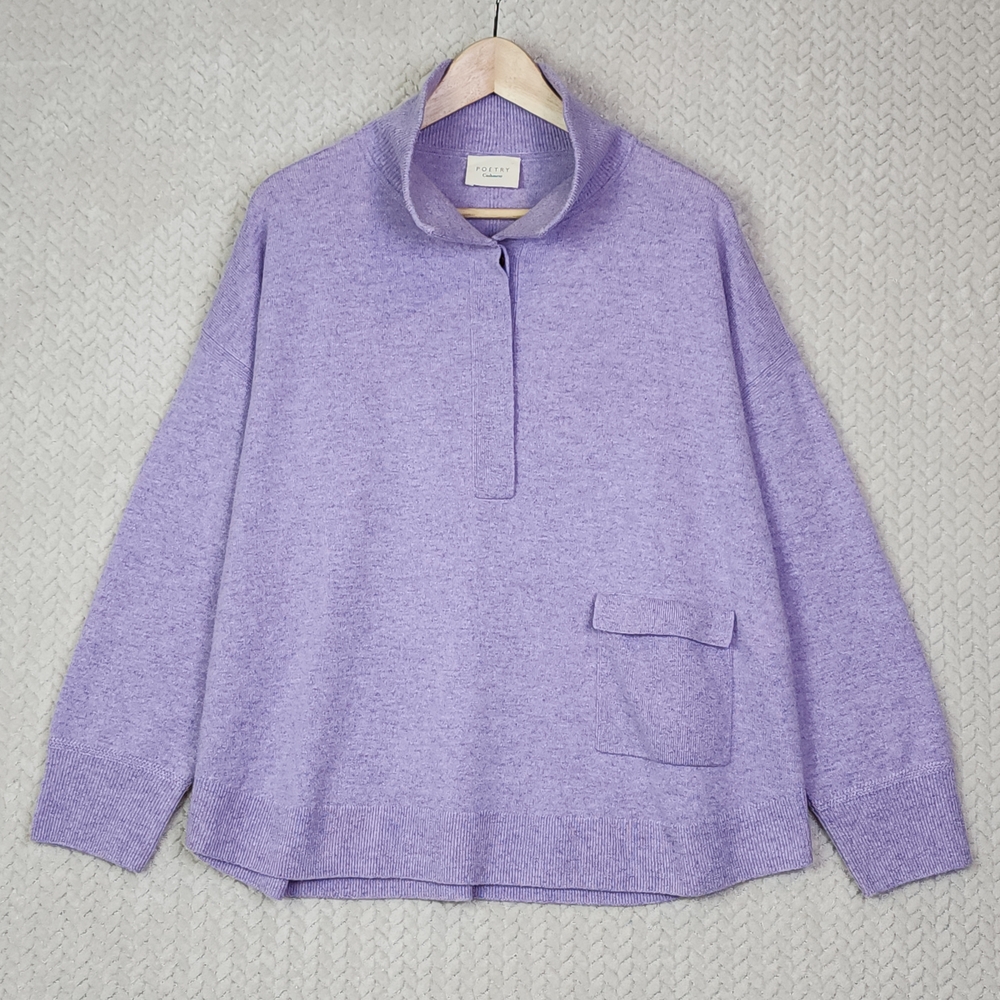 Poetry 100% Cashmere Purple Lavender Collared Sweater Women's Size UK 18 US 14 - Picture 2 of 11